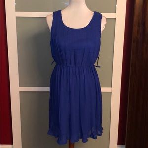 NWT Royal blue pleated chiffon sleeveless dress